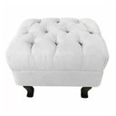 Ver imagem 2 de Puff Retrô Fixo Luis Xv Capitonê Suede Branco - DS Estofados