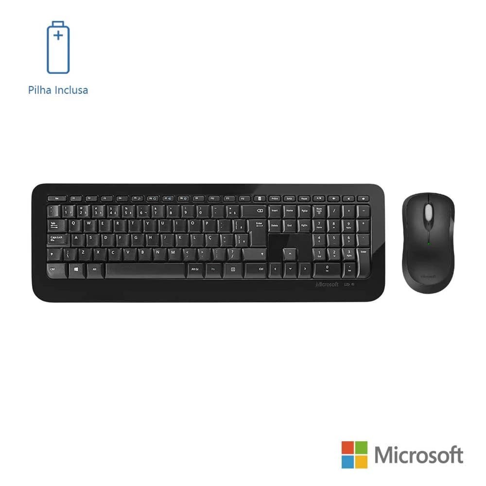 Kit Teclado e Mouse Microsoft sem Fio 850 Preto PY900021