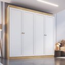 Ver imagem 1 de Guarda-Roupa Casal 4 Portas 2 Gavetas Americano/Provençal Ele e Ela Europa Branco/Savana