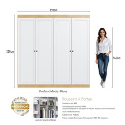 Guarda-Roupa Casal 4 Portas 2 Gavetas Americano/Provençal Ele e Ela Europa - 3