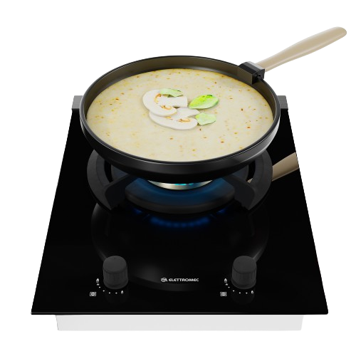 Fogao Cooktop 1q Domino Vetro 38cm Gas Preto Bivolt Dg-1q-38-vt-3zea Elettromec## - 2