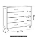 Ver imagem 2 de Cômoda Quarto 120cm Madeira Pinus 4 Gavetas Mateo Imbuia Z25 - Mpozenato