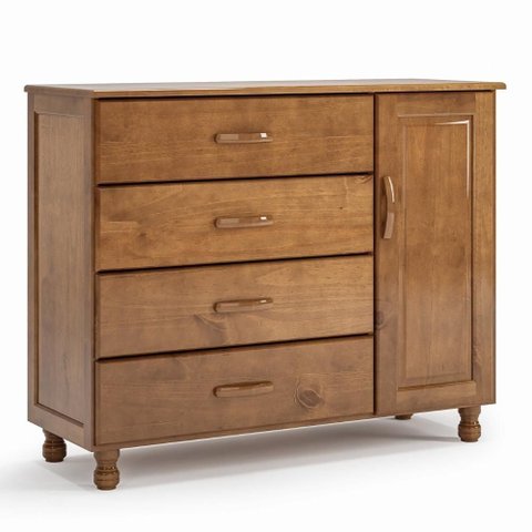 Cômoda Quarto 120cm Madeira Pinus 4 Gavetas Mateo Imbuia Z25 - Mpozenato