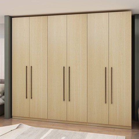 Guarda Roupas Casal 100% MDF 6 Portas 3 Gavetas Nero Bege/Savana