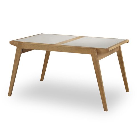Mesa de Jantar Extensível Eloa 1,40/1,95m com Vidro Mmj-nc Nc-amendoa/vidro Fendi 1,40m Abre 1,95m