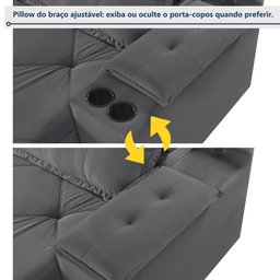 Sofá Retrátil e Reclinável 250cm M163 com Porta Copos Yescasa - 2