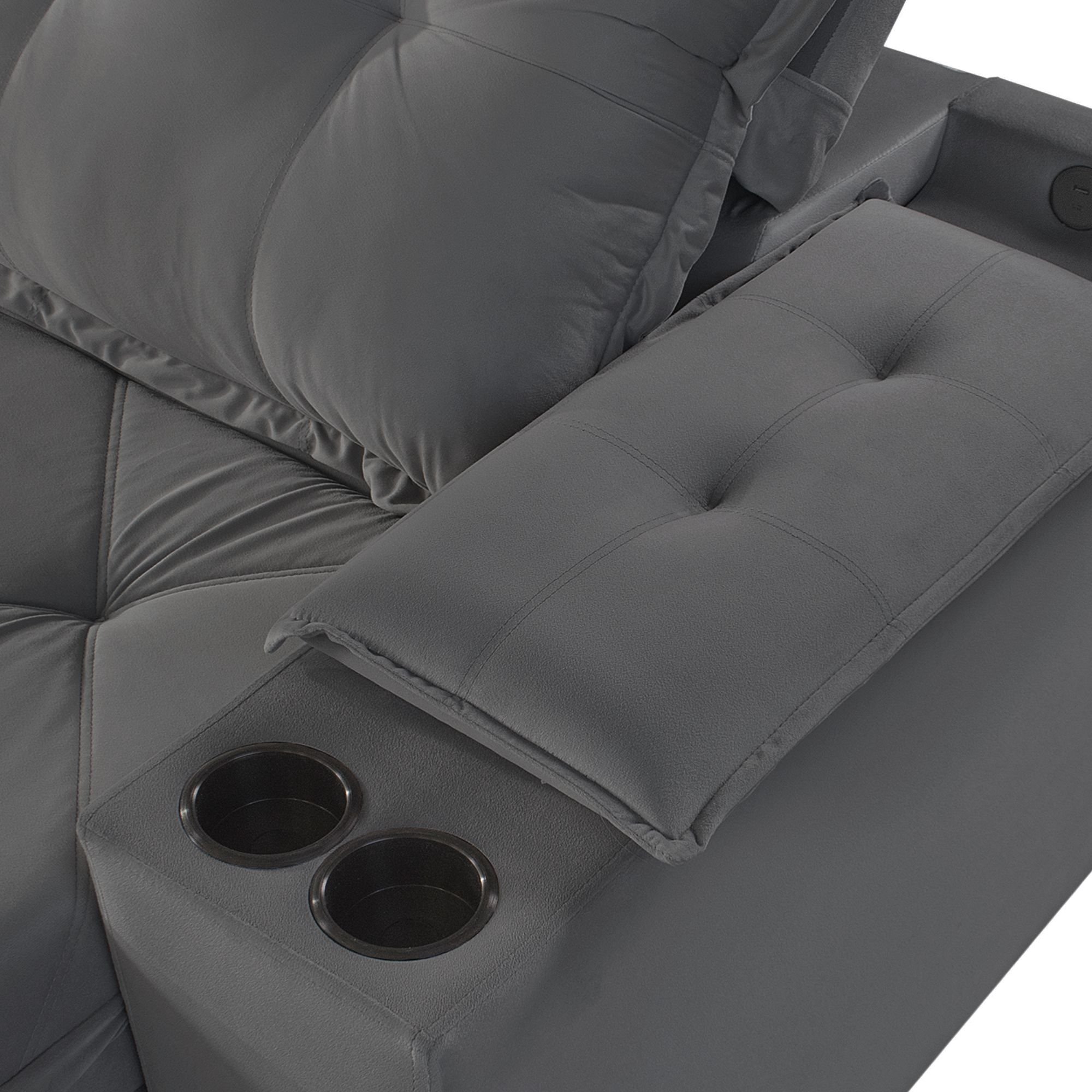 Sofá Retrátil e Reclinável 250cm M163 com Porta Copos Yescasa - 11