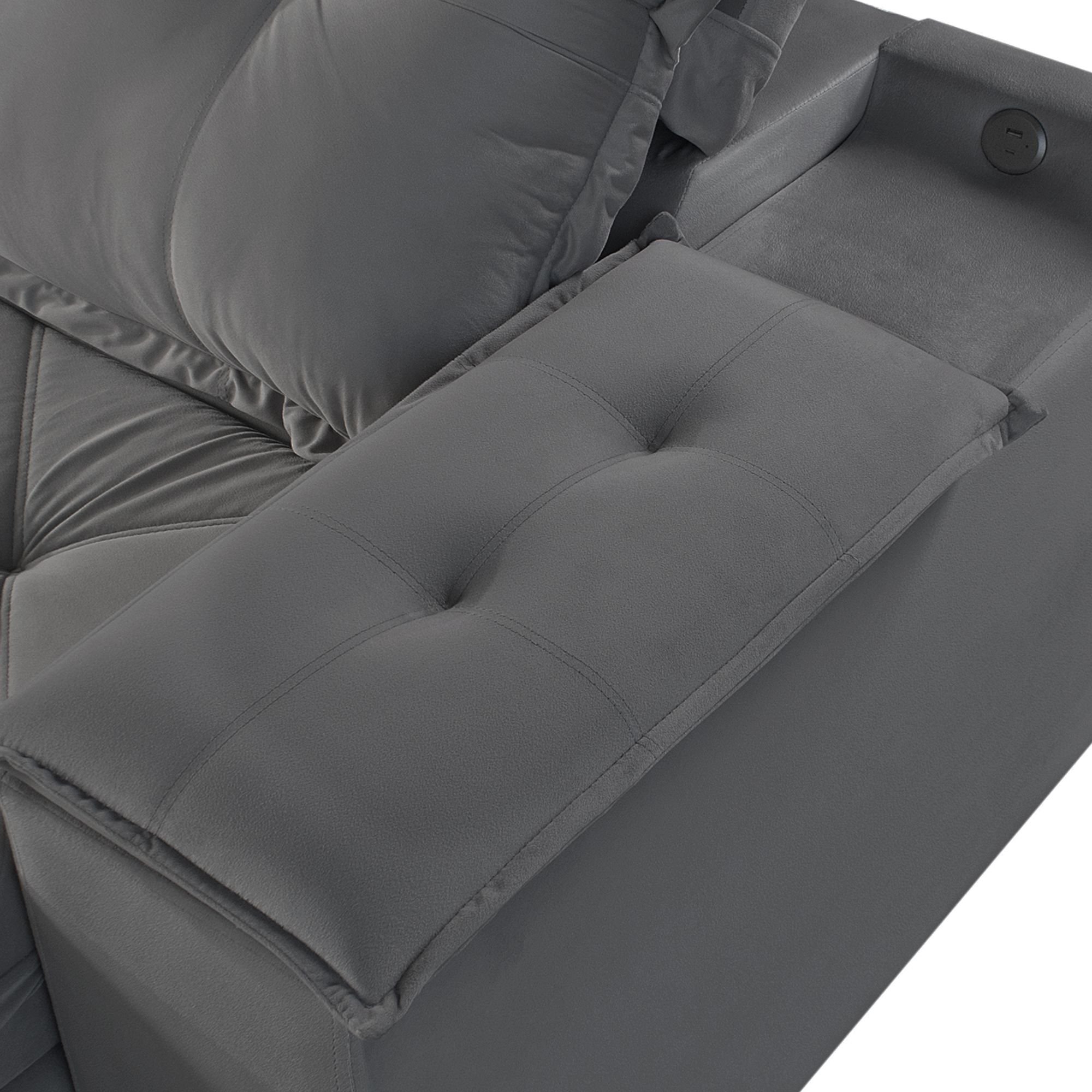 Sofá Retrátil e Reclinável 250cm M163 com Porta Copos Yescasa - 12