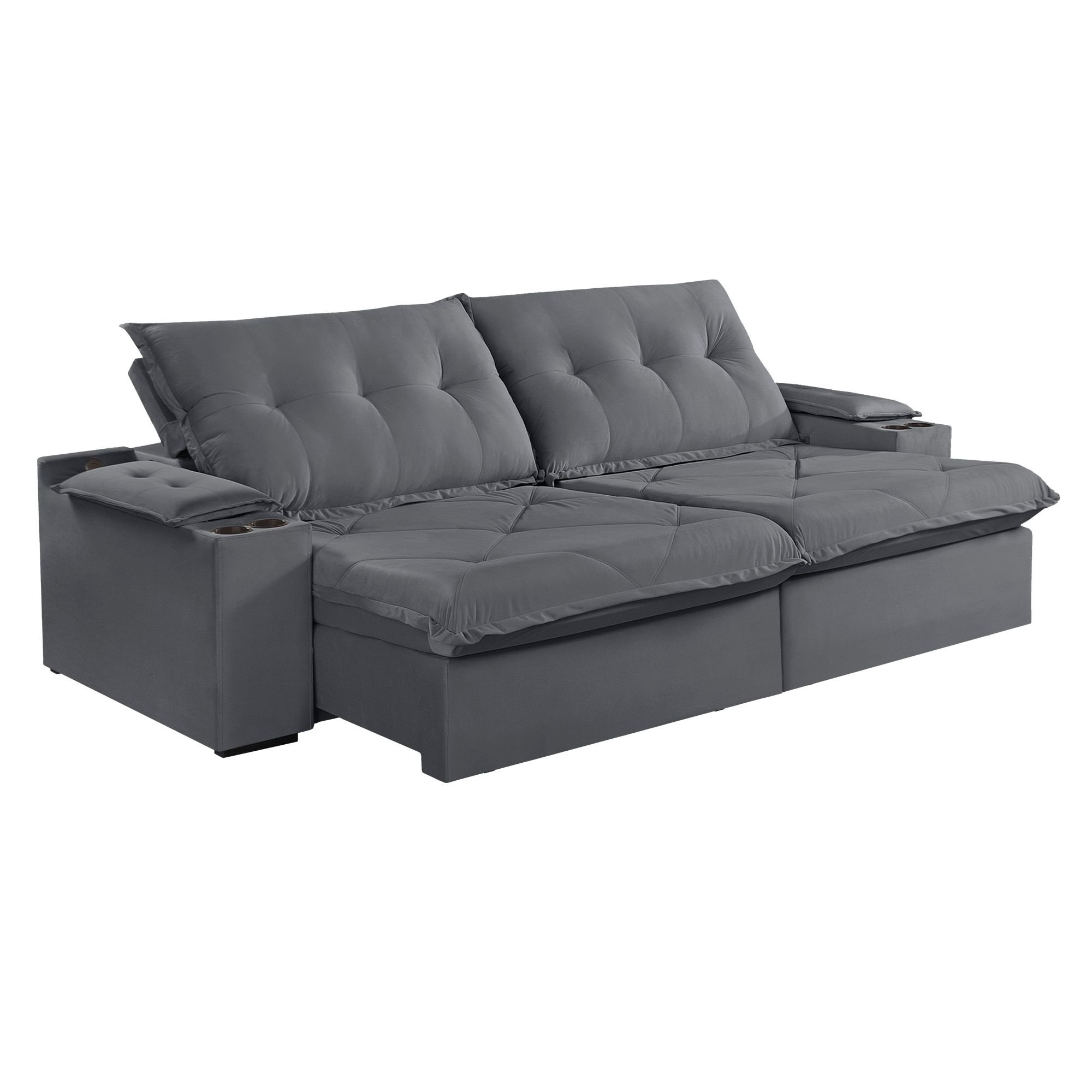 Sofá Retrátil e Reclinável 250cm M163 com Porta Copos Yescasa - 15