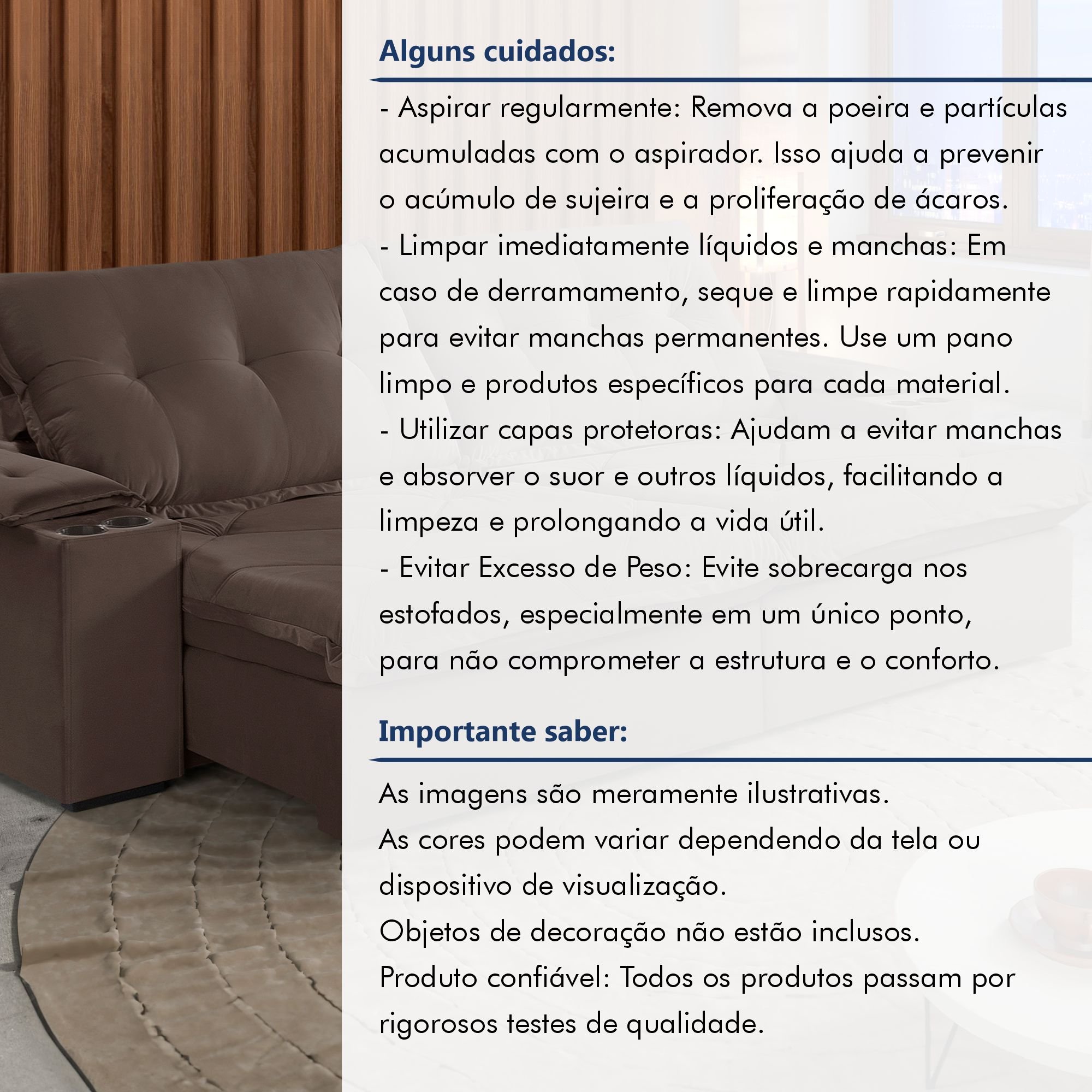 Sofá Retrátil e Reclinável 230cm M163 com Porta Copos Yescasa - 14
