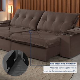 Sofá Retrátil e Reclinável com Entrada USB e Porta Copos 230cm M163 Yescasa - 9
