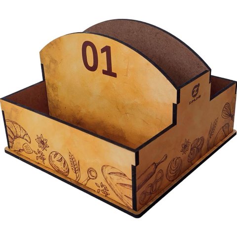 25 Porta Guardanapos e Sachês de Mesa Mdf Pães para Padaria Confeitaria 1 Ao 25 Zanline