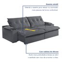 Ver imagem 4 de Sofá Retrátil e Reclinável com Entrada USB e Porta Copos 230cm Veneza Yescasa 