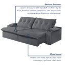 Ver imagem 7 de Sofá Retrátil e Reclinável com Entrada USB e Porta Copos 230cm Veneza Yescasa 