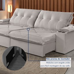 Sofá Retrátil e Reclinável com Entrada USB e Porta Copos 230cm M163 Yescasa - 9