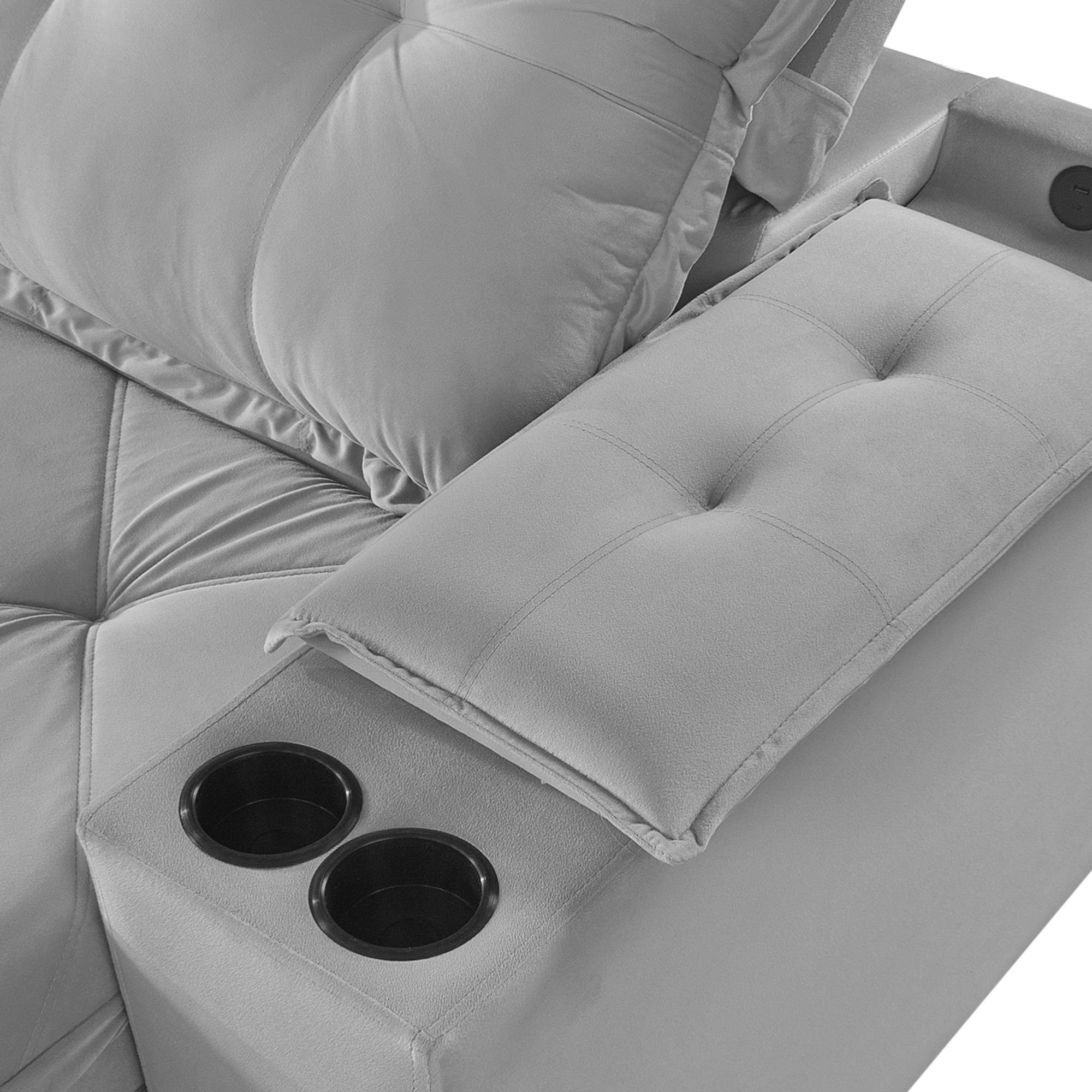 Sofá Retrátil e Reclinável 230cm M163 com Porta Copos Yescasa - 11