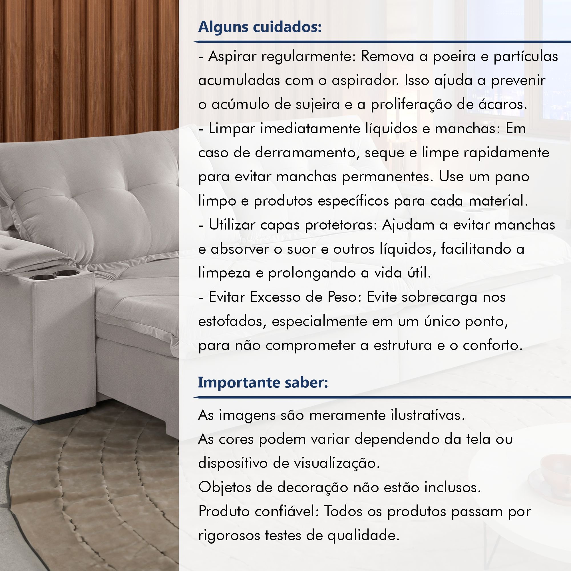 Sofá Retrátil e Reclinável 230cm M163 com Porta Copos Yescasa - 14
