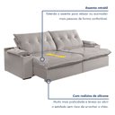 Ver imagem 4 de Sofá Retrátil Reclinável com Entrada USB e Porta Copos 230cm Veneza Yescasa