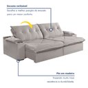 Ver imagem 3 de Sofá Retrátil e Reclinável com Entrada USB e Porta Copos 230cm Veneza Yescasa 