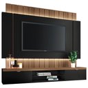 Ver imagem 2 de Painel para TV 55 pol Ripado com Bancada Suspensa Luzzi B01 Preto Castanho - Lyam Decor