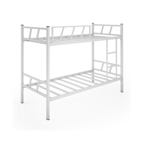 Beliche Duarte 100% Ferro Solteiro Reforçado Industrial com Escada 1 Grade e 2 Colchões - Branco