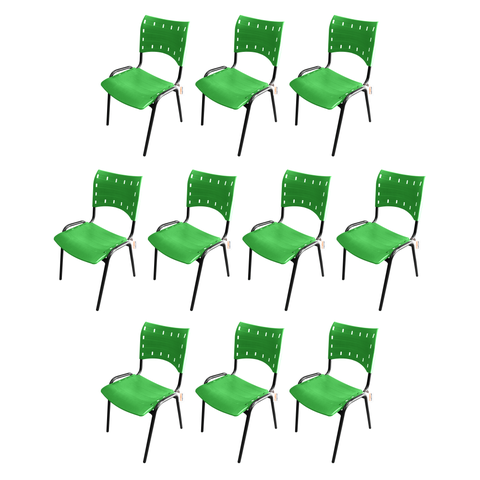 Kit com 10 Cadeiras Iso Pp Rp Empilhavel Color - Verde