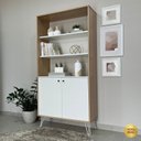 Ver imagem 6 de Estante de Livros 90CMX183CM Alta Metal 2 Portas Branco/Carvalho Artany