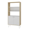 Ver imagem 3 de Estante de Livros 90CMX183CM Alta Metal 2 Portas Branco/Carvalho Artany