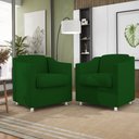 Ver imagem 1 de Kit 2 Poltronas Decorativas Reforçada Consultório Sala Suede Cor:Verde