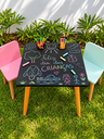 Ver imagem 2 de Mesa Infantil Tampo Lousa com 2 Cadeiras para Desenhar e Brincar:Cadeira Rosa e Menta