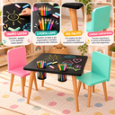 Ver imagem 4 de Mesa Infantil Tampo Lousa com 2 Cadeiras para Desenhar e Brincar:Cadeira Rosa e Menta