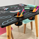 Ver imagem 6 de Mesa Infantil Tampo Lousa com 2 Cadeiras para Desenhar e Brincar:Cadeira Rosa e Menta