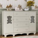 Ver imagem 1 de Cômoda Infantil 125cm 2 Portas com Vidro e 4 Gavetas Ternura Multimóveis MP4480 - Off White