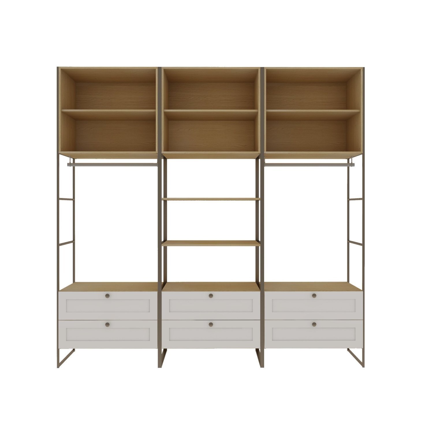 Guarda Roupas Módulo para Closet Casal 100% MDF com Metalon 3 Módulos 6 Gavetas Infinity - 2