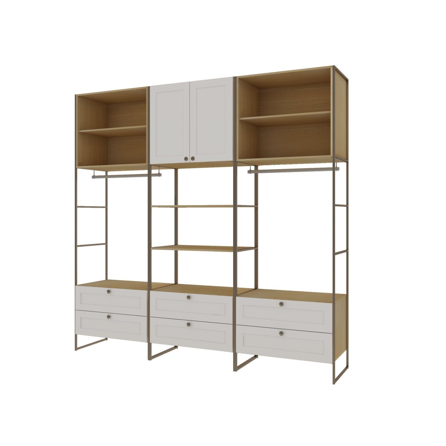 Guarda Roupas Módulo para Closet Casal 100% MDF com Metalon 3 Módulos 6 Gavetas Infinity - 3