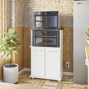 Balcão Multiuso Ísis para Forno Micro-ondas 2 Portas Branco - Nicioli
