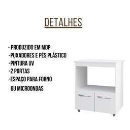 Balcão Multiuso para Cozinha Angela 2 Portas  branco - 5