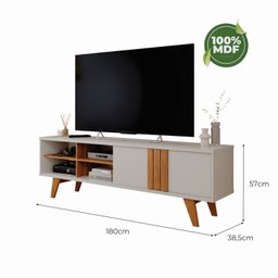 Rack para Tv até 60 Polegadas Pés Madeira Maciça Linhares Espresso Móveis 100% MDF - 3
