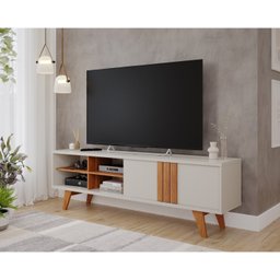 Rack para Tv até 60 Polegadas Pés Madeira Maciça Linhares Espresso Móveis 100% MDF - 1