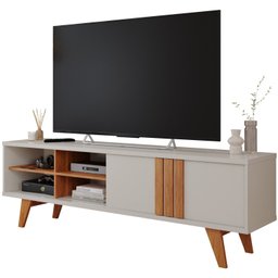 Rack para Tv até 60 Polegadas Pés Madeira Maciça Linhares Espresso Móveis 100% MDF - 2