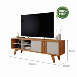 Rack para Tv até 60 Polegadas Pés Madeira Maciça Linhares Espresso Móveis 100% MDF - 3