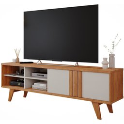Rack para Tv até 60 Polegadas Pés Madeira Maciça Linhares Espresso Móveis 100% MDF - 2