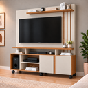 Ver imagem 1 de Estante para TV e Home Theater até 55 Polegadas 100% MDF 160CMX182,5cm 2 Portas Valência Branco