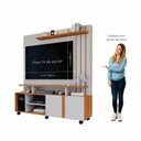 Ver imagem 4 de Estante para TV e Home Theater até 55 Polegadas 100% MDF 160CMX182,5cm 2 Portas Valência Branco