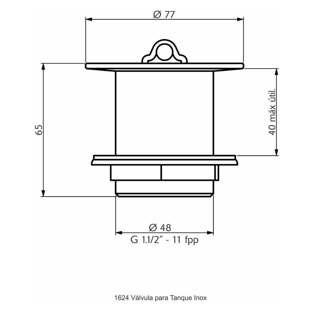 Válvula Tanque 1624 Cromado Perflex - 2