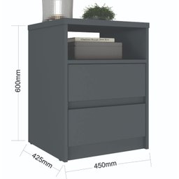 Mesa de Cabeceira 2 Gavetas 1 Nicho 100% MDF Gales - 3
