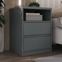 Mesa de Cabeceira 2 Gavetas 1 Nicho 100% MDF Gales - 1