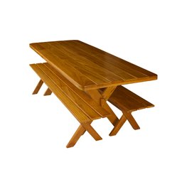 Conjunto Mesa 2m 2 Bancos Sem Encosto Madeira Maciça Angelim - 2