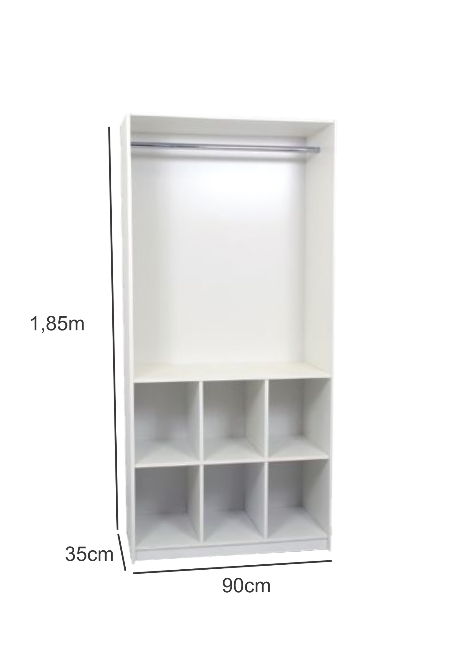 Armário Estante Colmeia Multiuso com 6 Nichos + 01 Cabideiro, Ideal para Loja Closet Roupas Organiza - 3