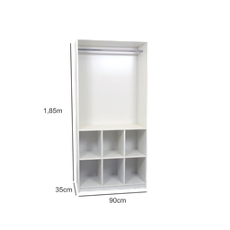 Armário Estante Colmeia Multiuso com 6 Nichos + 01 Cabideiro, Ideal para Loja Closet Roupas Organiza - 3